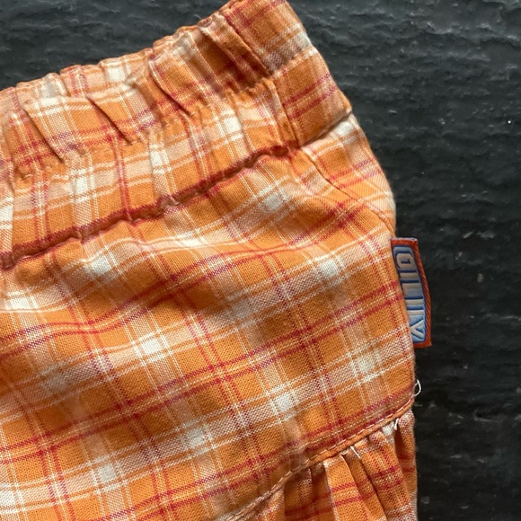 Oilily HOLLAND] Tangerine check floral prints Cotton Wide Tired Bohemian Skirt - Picture 6 of 8